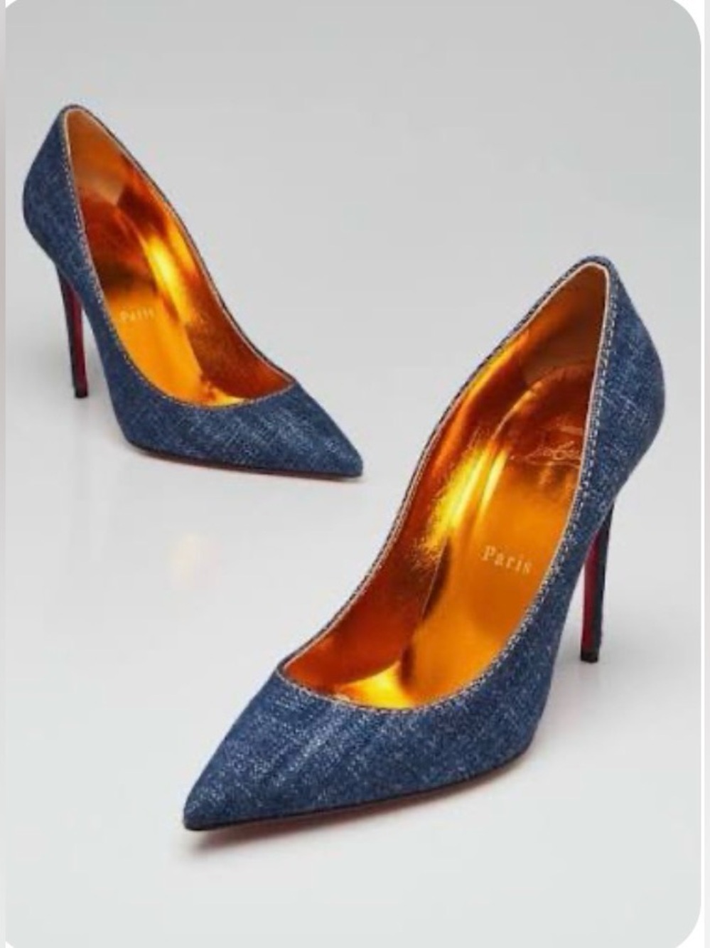 Christian Louboutin Denim So Kate Pumps 37 Blue Denim Pointed Toe Heels Rare Box
